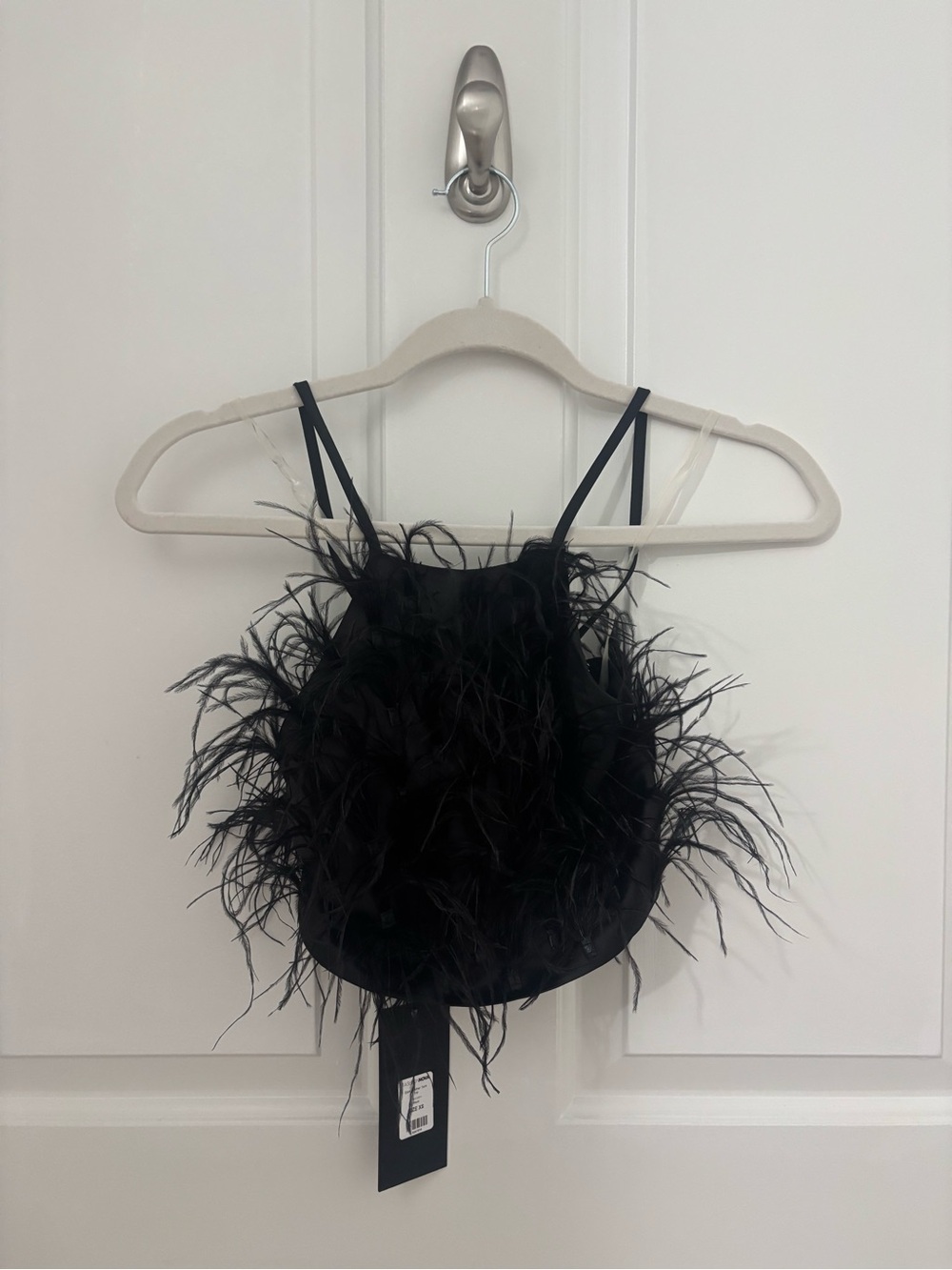 NWT Fashion Nova Eliza Feather Tank Top in Black size XS